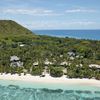 Fiji, Mamanuca Islands, Vomo island, aerial view to the beach