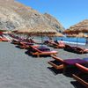Greece, Perissa beach, sunbeds