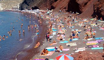 Greece, Red Beach, crowd