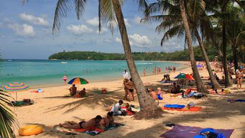 Thailand, Phuket, Kata beach, palms