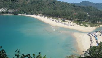 Thailand, Phuket, Nai Harn beach, aerial view